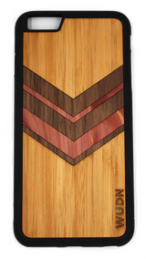 Slim Wooden Phone Case (Geometric Arrow Inlay with Cedar, Bamboo & Black Walnut) - Millennia Goods